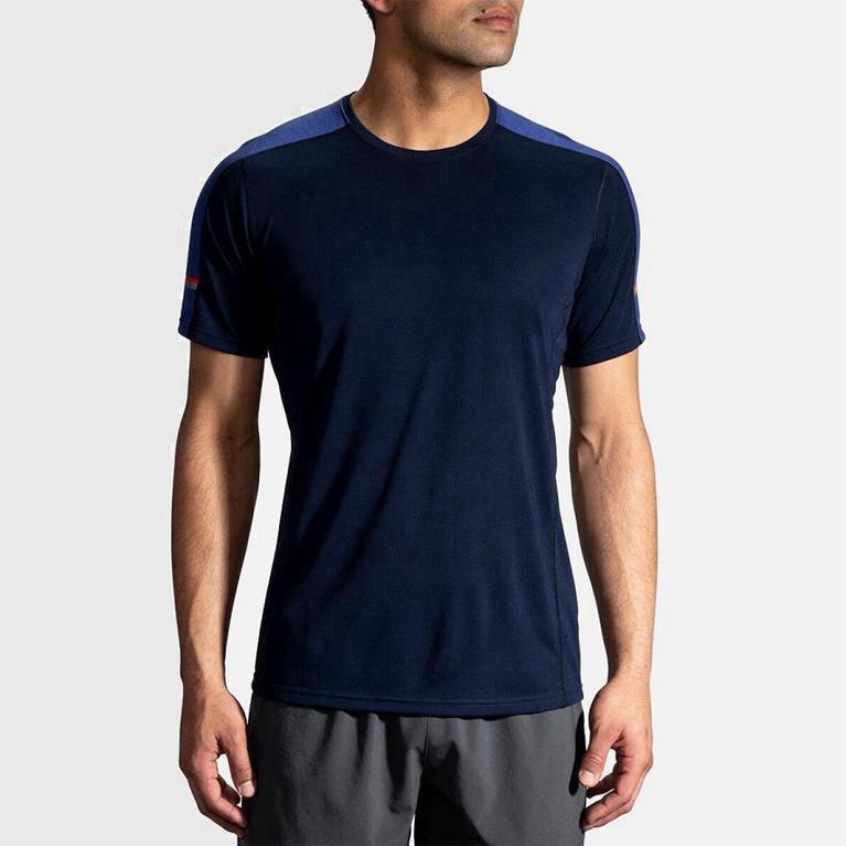 Brooks Distance - Camisetas Manga Corta Hombre - Azules (SG0954271)